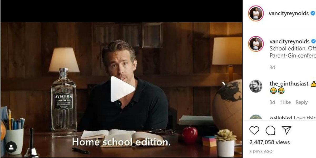 Ryan Reynolds has released a new edition of his Aviation Gin specially for home-schooling parents and we're so here for it