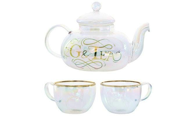 Glass g and t cocktail teapot set
