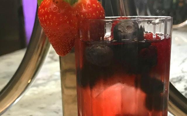 Berties berries gin cocktail with strawberry