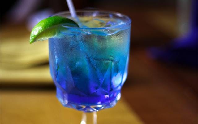 Blue gin vodka vermouth cocktail lime
