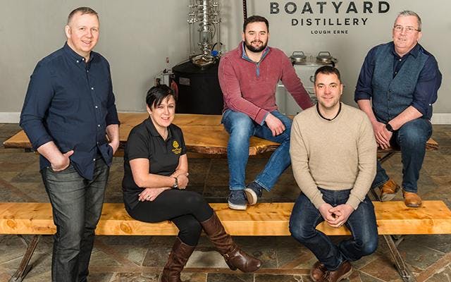 The staff at The Boatyard gin distillery