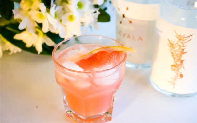 Pink paradise gin cocktail with kalevala gin and pink grapefruit