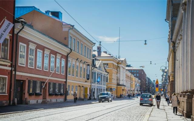 City street in Helsinki Finland