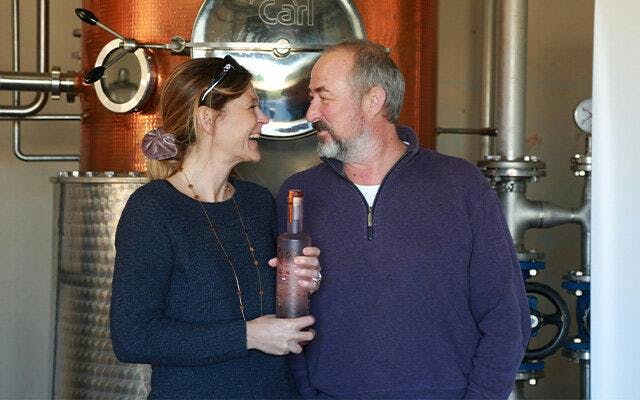 Anna and Justin in their distillery