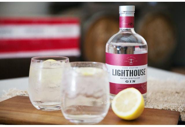 Lighthouse gin and gin and tonics with lemon
