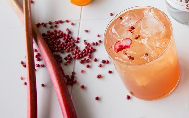 The Five Roses: a refreshing rhubarb-infused spritz for spring. Get the recipe! &gt;&gt;