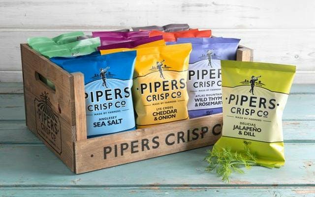 Crate of Pipers crisps, assorted flavours
