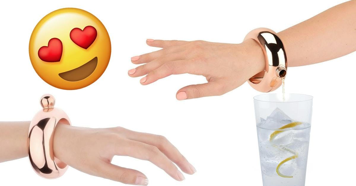 The bracelet flask means gin is always at hand (or wrist)