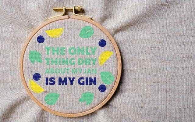 (Not-So Dry) January Cross Stitch Pattern for Gin Lovers