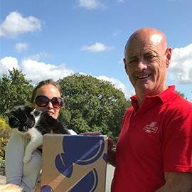 “Postman Pat, Postman Pat, Chloe L, and her black and white cat!”   Craft Gin Club member, Chloe’s amazing postie (and yes his name really is Pat!) joined in the fun of box delivery day this month!