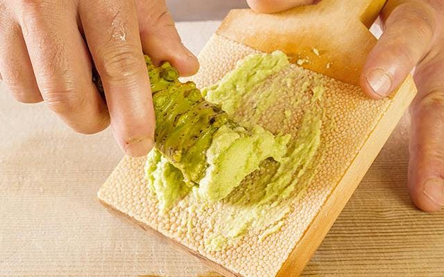Grating green wasabi