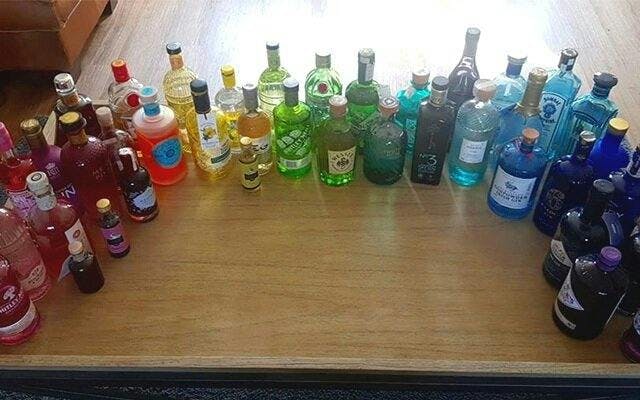 Craft Gin Clubber, Sue G., has even organised her gin bottles into the shape of a rainbow!