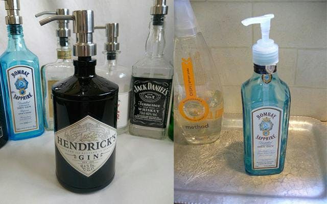 Gin bottle soap dispenser