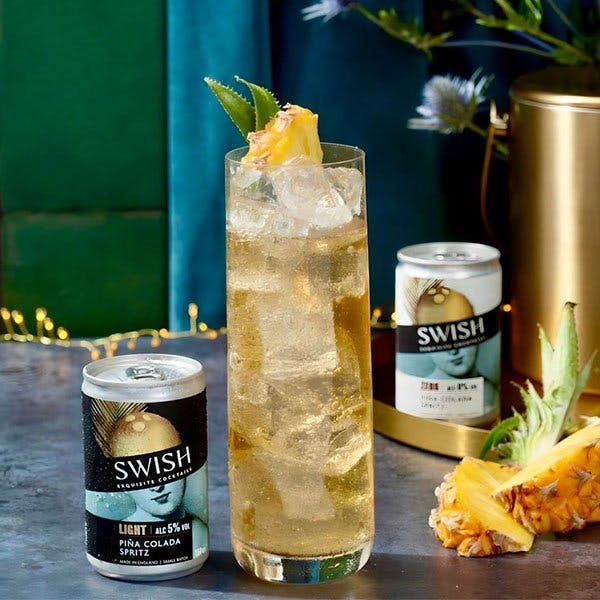 Pina Colada in a can cocktail serve SWISH