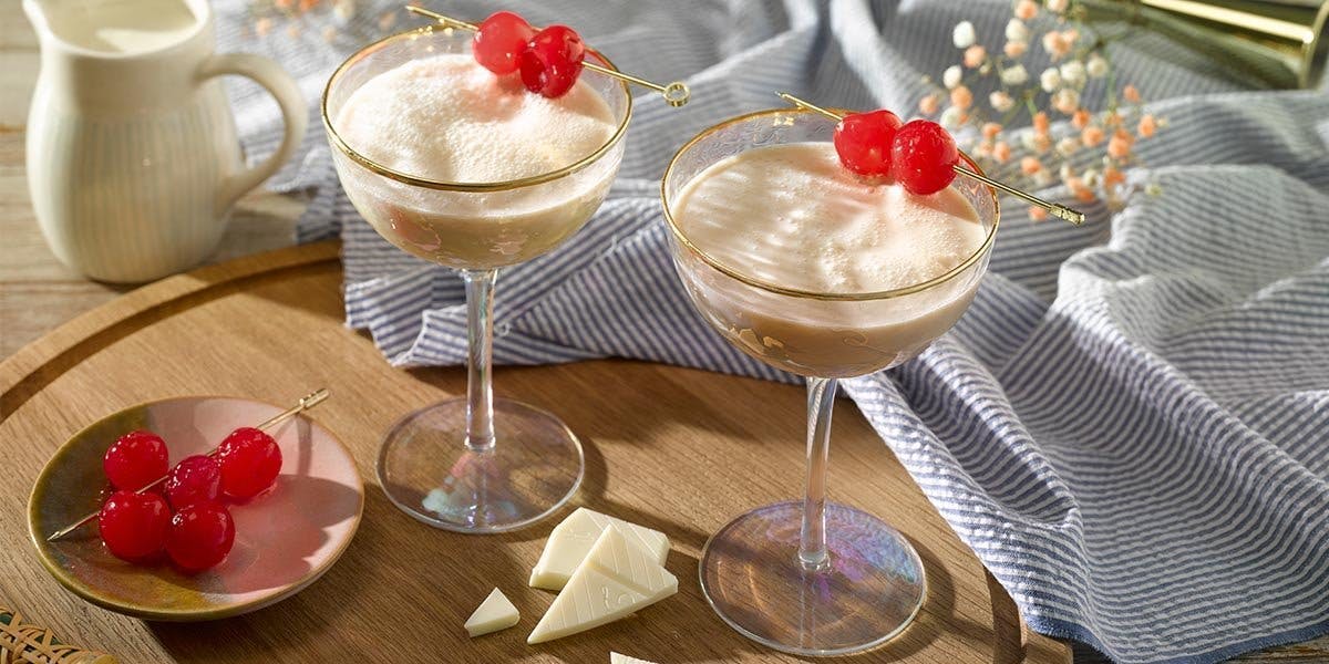 This sumptuous Cherry Alexander is our new favourite ginny dessert cocktail!
