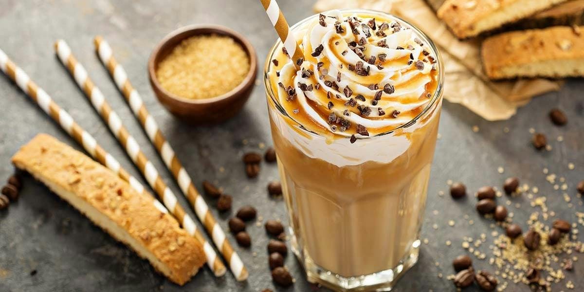Boozy Caramel Frappuccino: we've added gin to this famous iced coffee recipe!