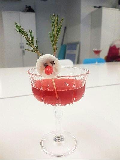 Marshmallow Rudolph Christmas Cocktail Garnish Idea