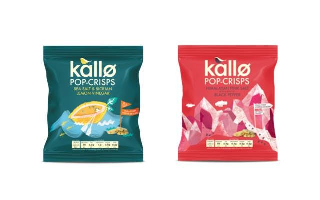 Kallo Pop-crisps pink salt & pepper and sea salt and lemon