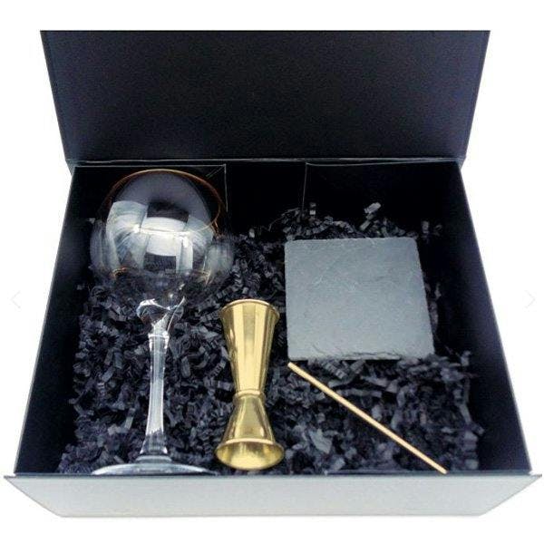 Personalised gin glass set in a box