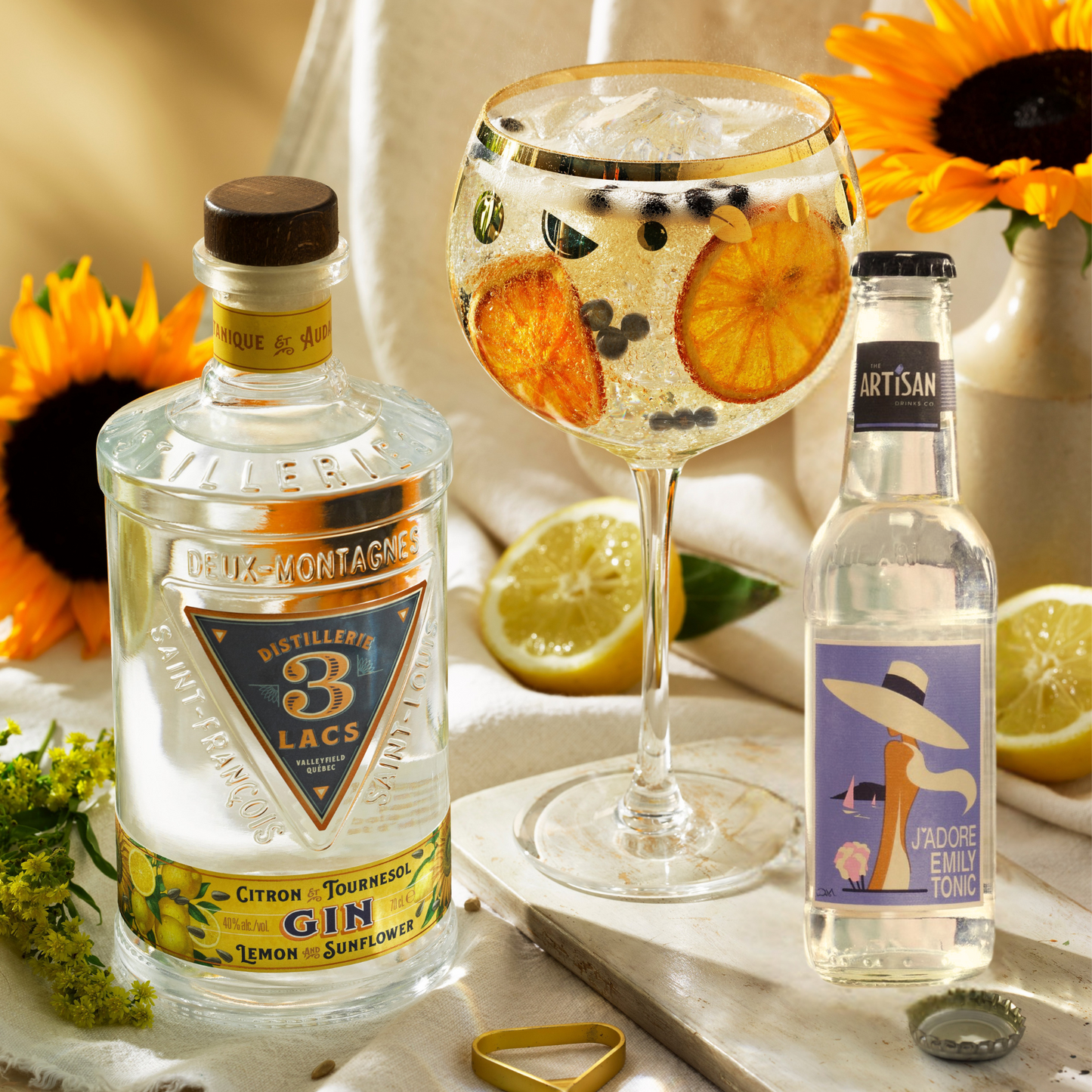 Distillerie 3 Lacs Citroen &amp; Zonnebloem G&amp;T Bundel